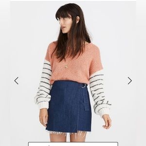 NWOT Madewell Denim Raw-Hem Mini Wrap Skirt sz 6
